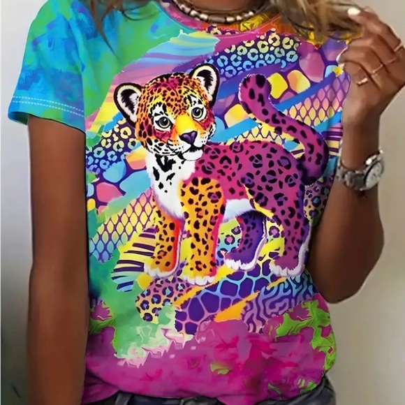 Lisa Frank Tops - Lisa Frank Rainbow Leopard Graphic Tee Kidcore Y2K 90s Nostalgia Dopamine Large